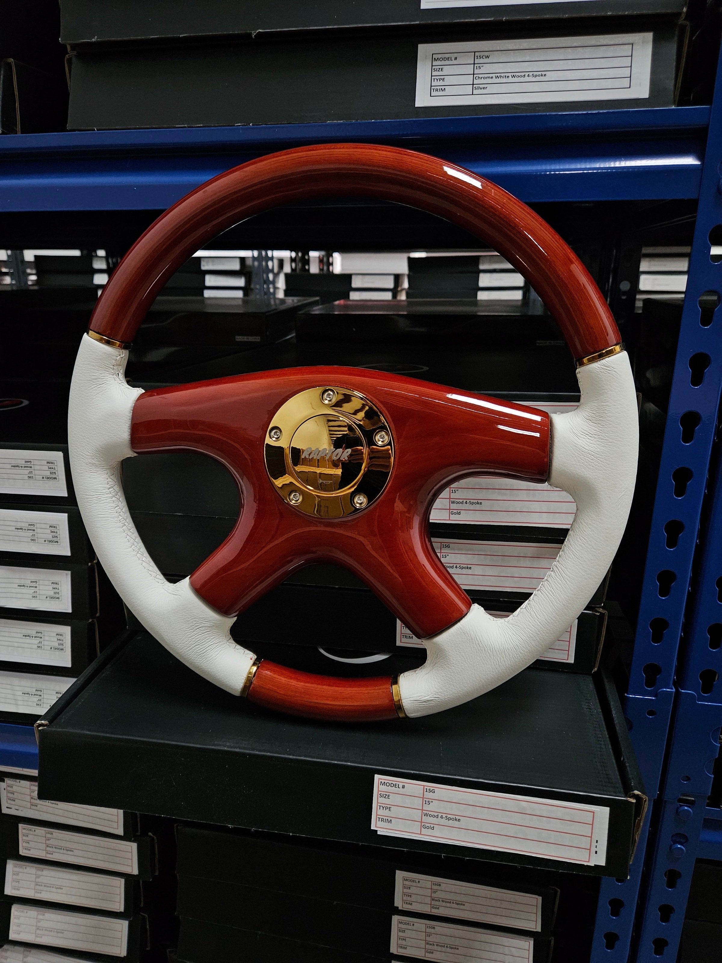 Forever Sharp 15” Chrome Steering Wheel With Dark Wood Mahogany Grip & Chevy Horn – 6 Hole, Performance Custom Fit